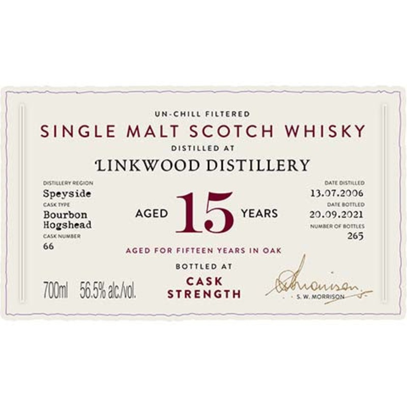 A.D. Rattray Linkwood Distillery Aged 15 Years Single Malt Scotch Whisky