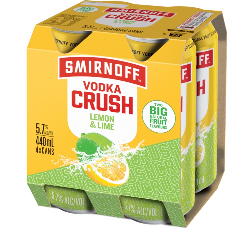 Smirnoff Crush Lemon & Lime 4 pack