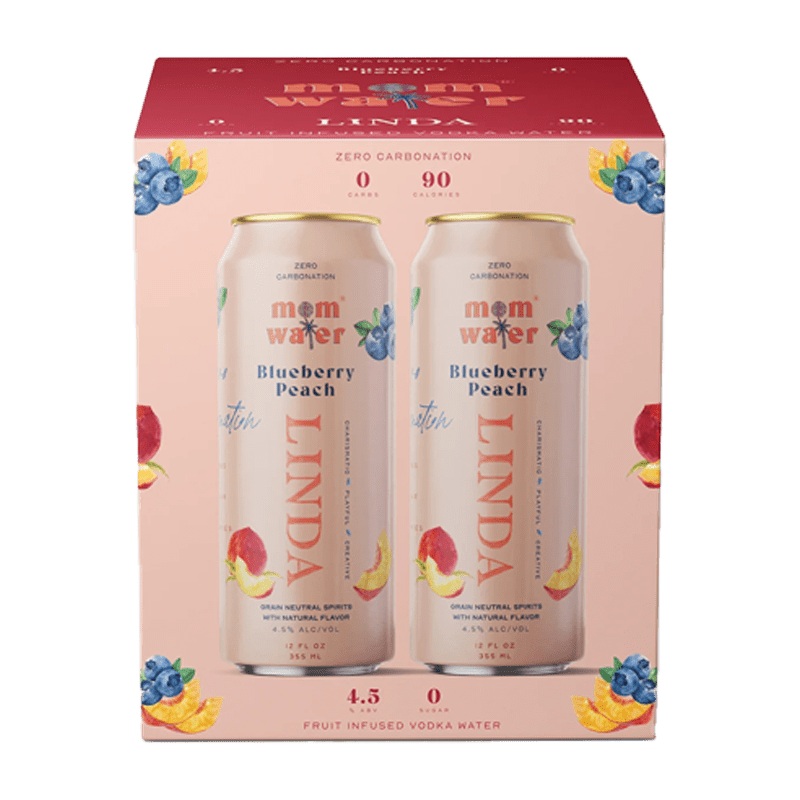 Mom Water Linda – Blueberry Peach Cocktail 12.oz 4 Pack