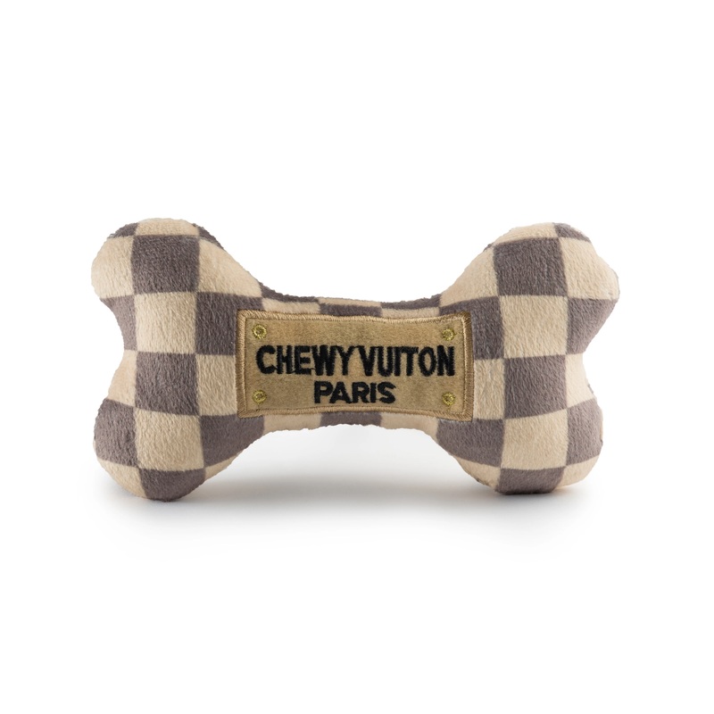Checker Chewy Vuiton Bone Dog Toy
