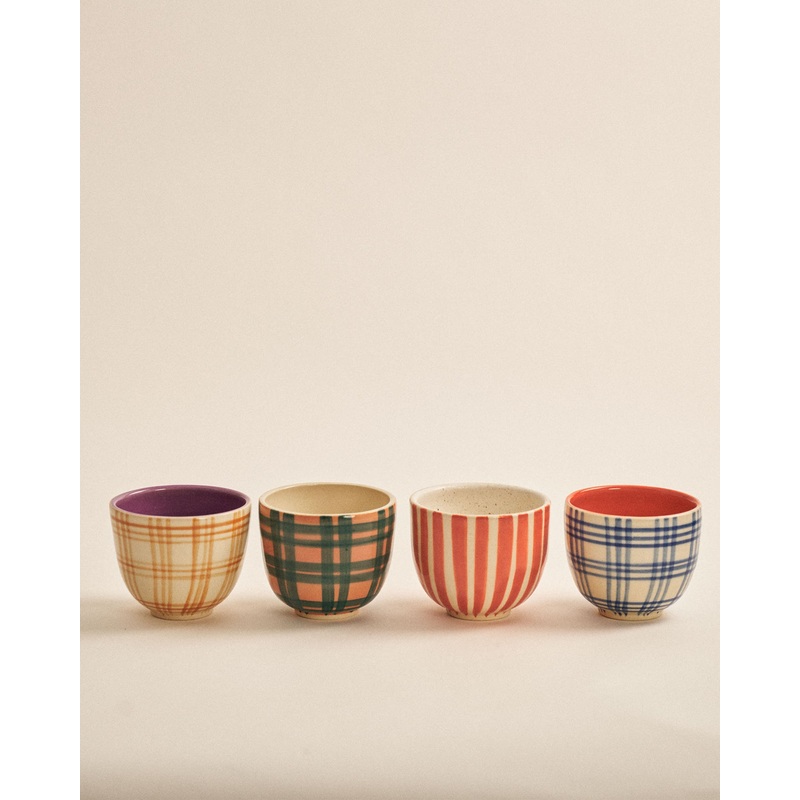 Handpainted Cup by Pala Ceramics Yellow Grid Pala