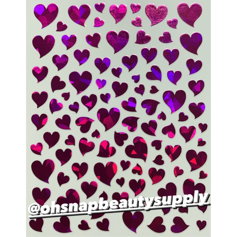 ***Holographic Fuchsia Heart  D4213 Sticker