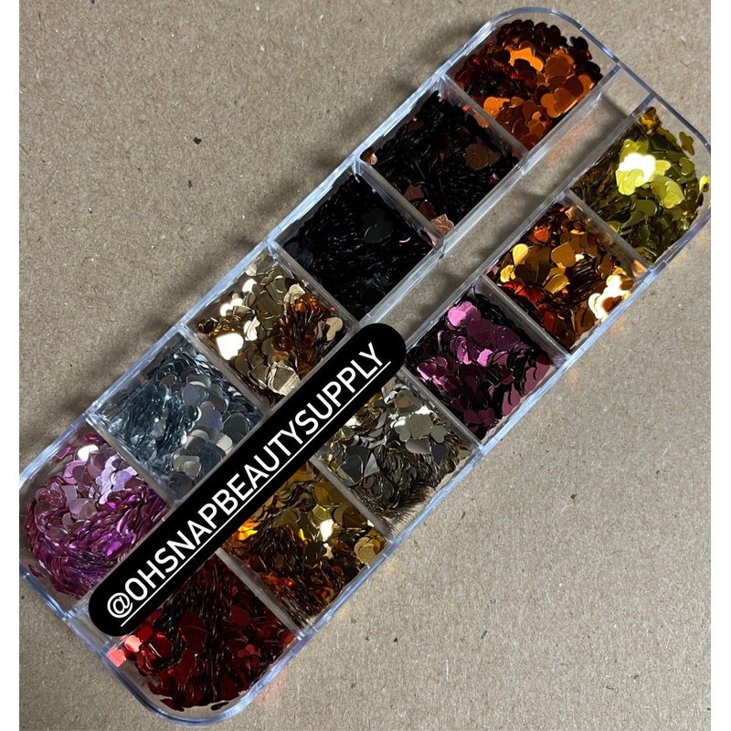 *COPPER & ROSEGOLD Metallic Heart (GLITTERS) (12grids)