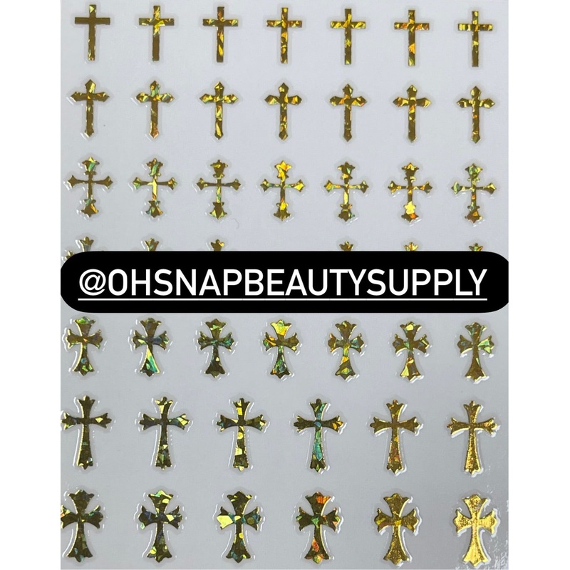 *Holographic Gold Cross 2205 Sticker