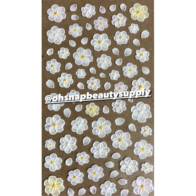 *White  FLOWER 5D K030 Sticker