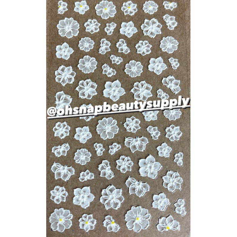 *White  FLOWER 5D K062 Sticker