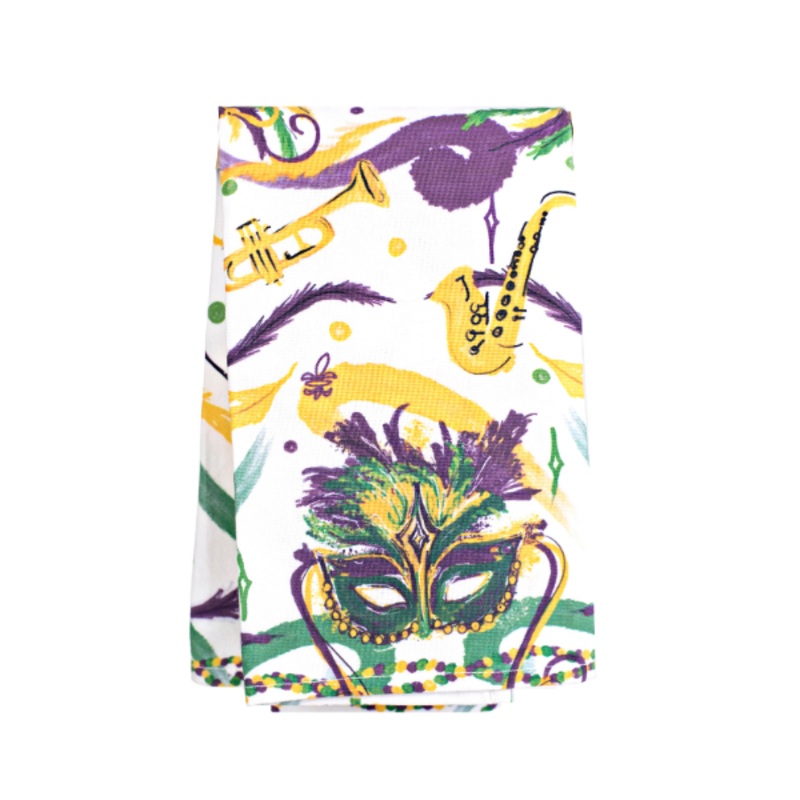 Mardi Gras Mask Kitchen Towel