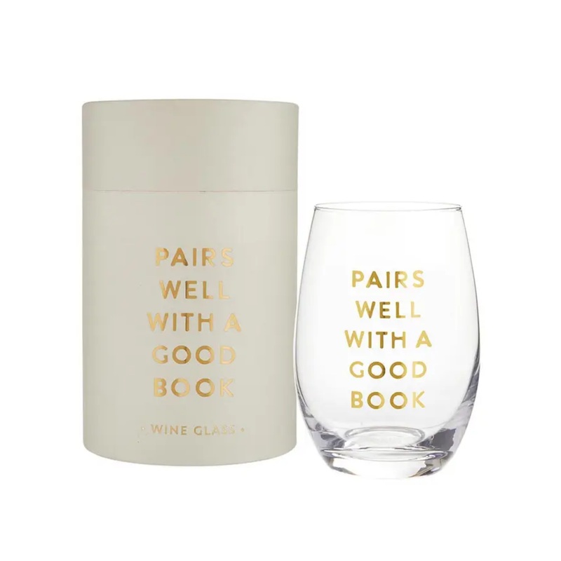 “Pairs Well with a Good Book” Wine Glass