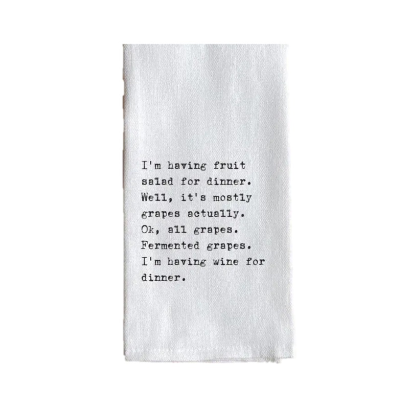 “Wine For Dinner” Tea Towel