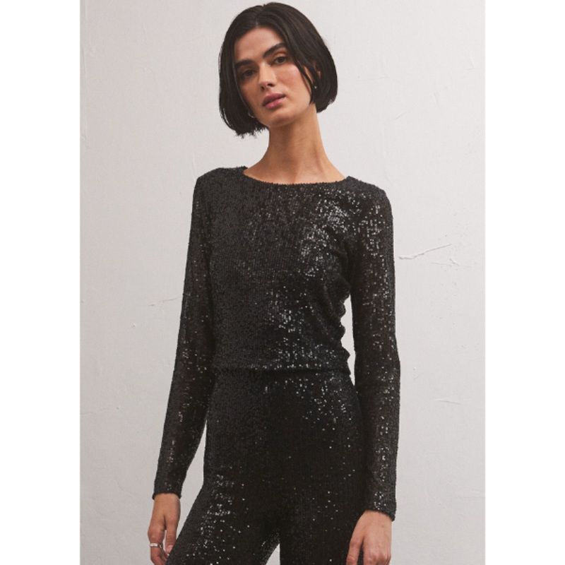 Aurora Sequin Top Black