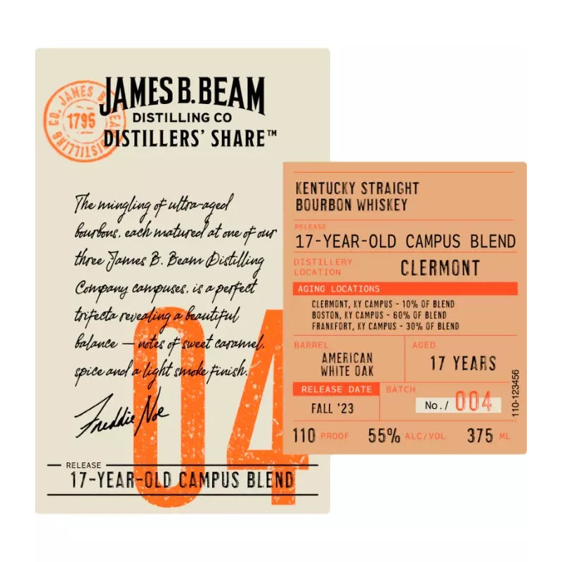 2023 James B. Beam Distillers Share 04 17 Year Old Clermont Blend Whiskey 375ml