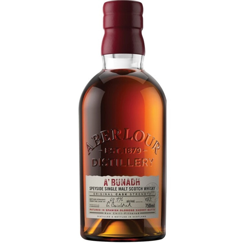 ABERLOUR SINGLE MALT SCOTCH A’BUNADH MATURED IN SPANISH OLOROSO SHERRY BUTTS 122.6 750ML