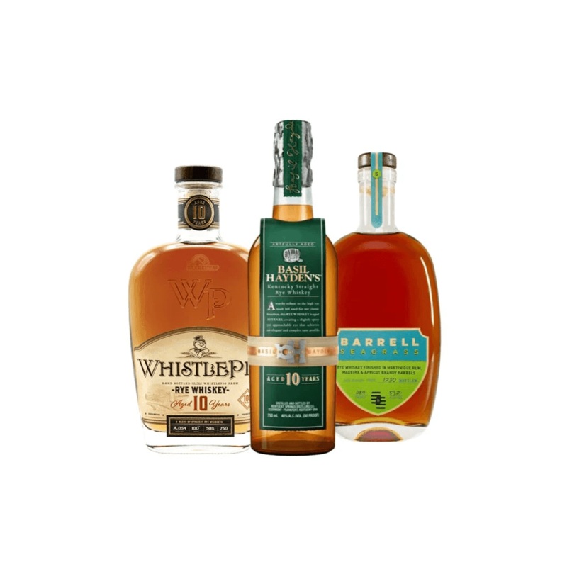 WhistlePig 10 Year Rye | Basil Haydens 10 Year Rye | Barrell Seagrass Rye Bundle