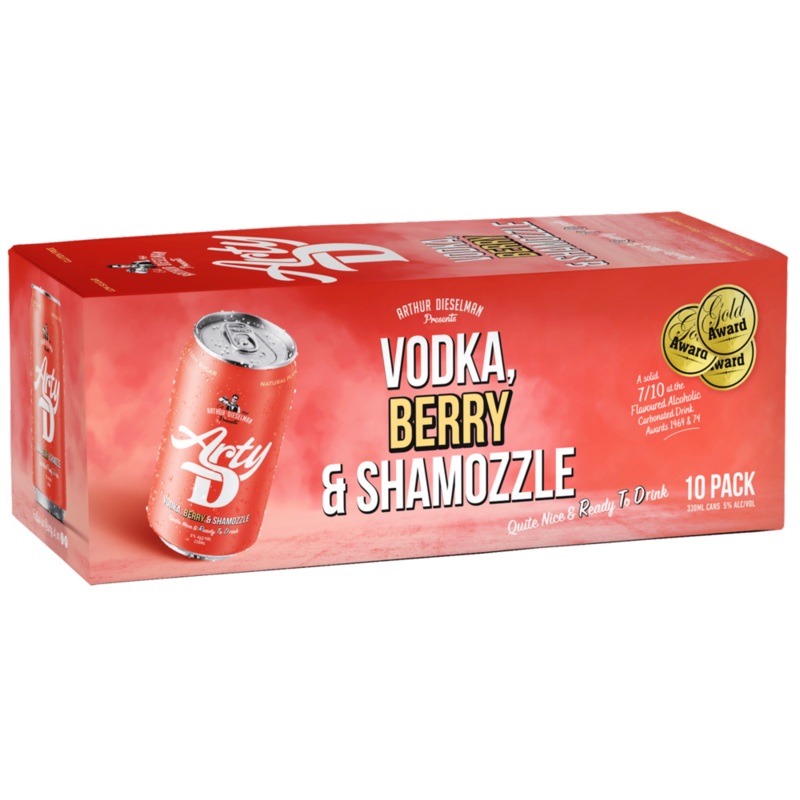 ARTY D Vodka, Berry and Shamozzle  10Pk Cans