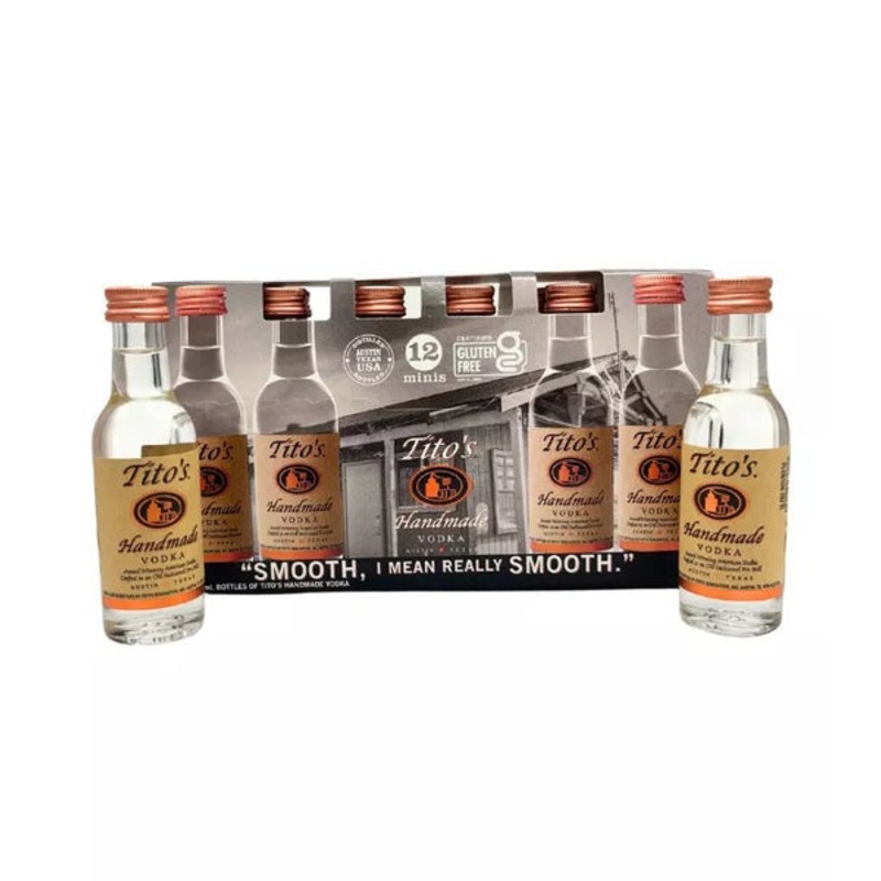 (12pk) Tito’s Handmade Vodka, Texas, USA (50ml)