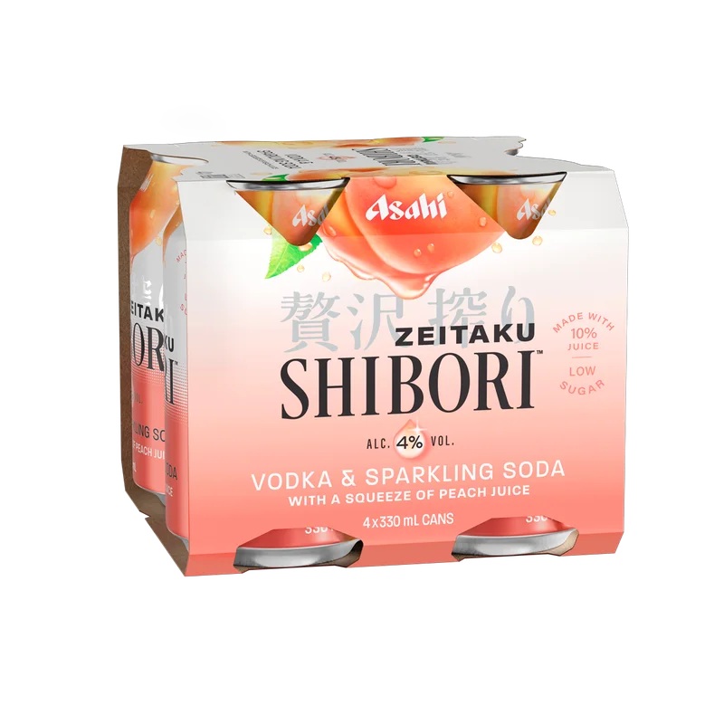 Asahi Shibori Vodka Peach 4% 4 Pack Cans 330ml