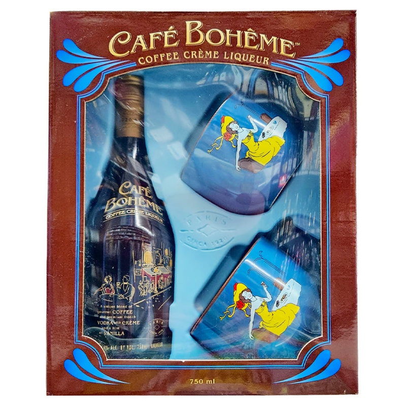 Cafe Boheme Coffee Creme Vodka Gift Set Liqueur – 750ml
