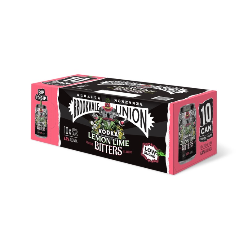 Brookvale Union Vodka Lemon Lime & Bitters 6% 10 Pack Cans 330ml